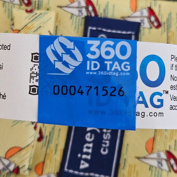 Vineyard Vines x Van Eck Global Yellow Tie Sailboat Print Men's Silk Necktie - Picture 9 of 10